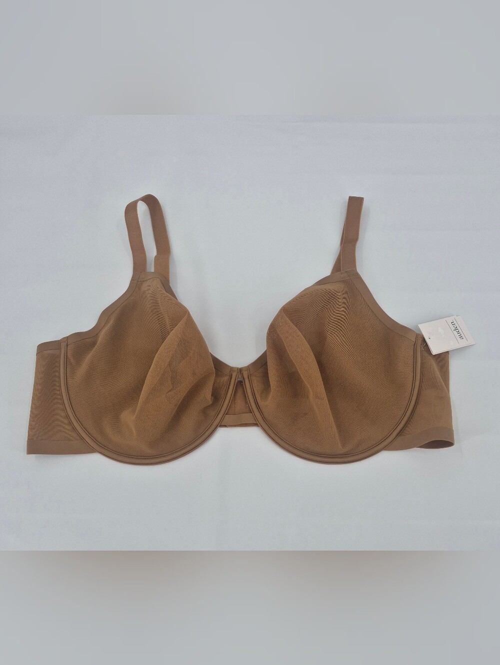 NWT Auden Smooth Unlined Comfort Wire Demi Coverage Bra 46DD Brown Semi Sheer